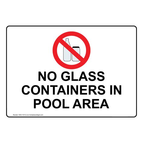 Policies Regulations Sign No Glass Containers In Pool Area