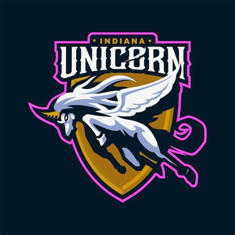 Logotipo Unicorn Mascot Vetor Premium