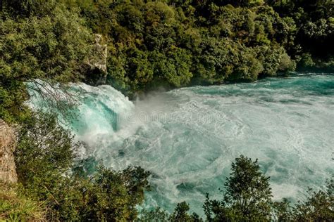 Waterfalls Huka Falls In New Zealand Stock Photo Image Of Tree