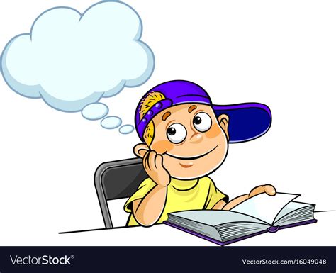 Boy Thinking With A Book Royalty Free Vector Image