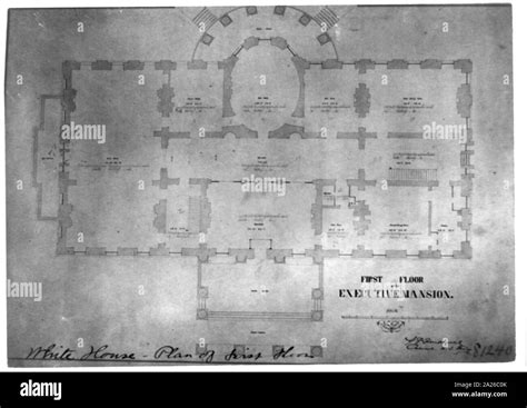 Plan of first floor of the Executive Mansion Stock Photo - Alamy