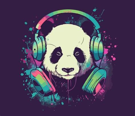 Panda Vector Listening To Music Free Download
