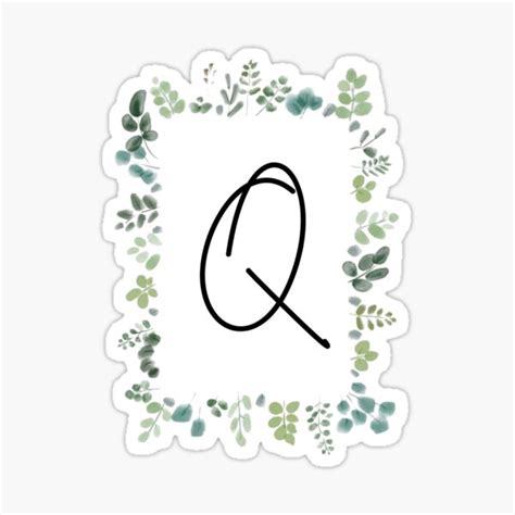 Monogram With Green Leaves Monogram Letter Q Sticker By Justseasons