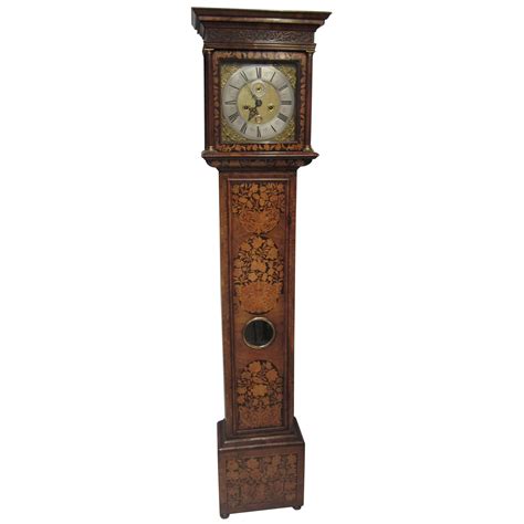 Joseph Windmills Walnut Marquetry Longcase English Wall Clock