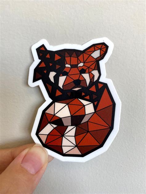 Geometric Red Panda Sticker Etsy