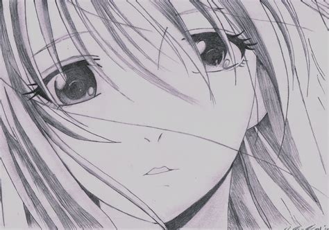 Pencil Drawing Of Eba Yuzuki From The Anime Kimi No Iru Machi