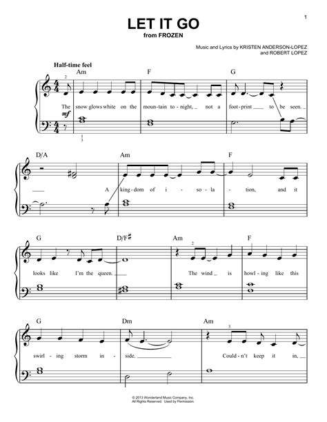 Let it go by frozen piano sheet music advanced level. Let It Go sheet music by Idina Menzel (Easy Piano - 159129)