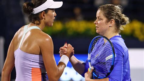 Kim Clijsters Tennis Return Loses To Garbine Muguruza In Dubai Wta