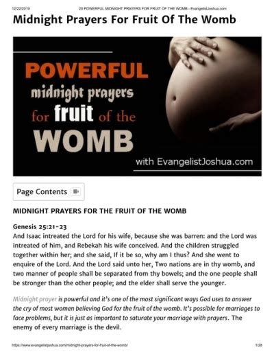 20 powerful midnight prayers for fruit of the womb