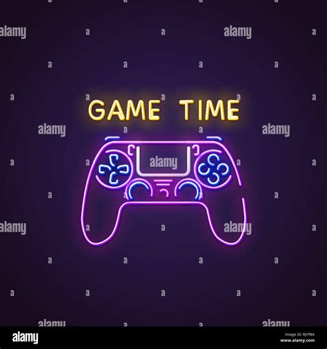 Gamepad Neon Sign Glowing Neon Sign Of Modern Gamepad Game Time