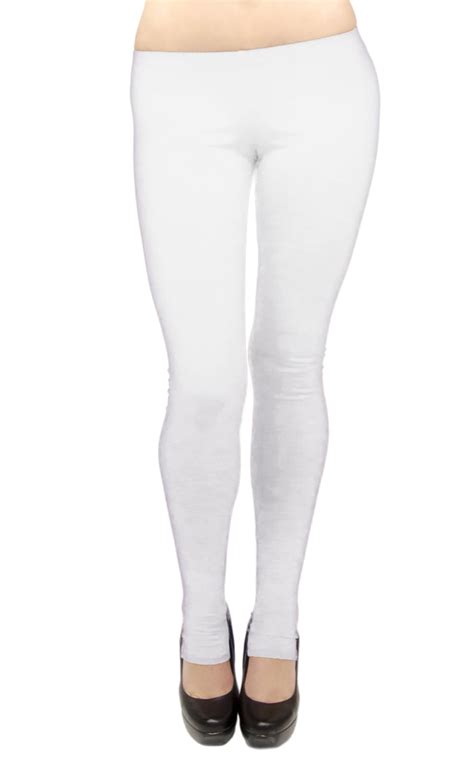 Vivian S Fashions Long Leggings Cotton Stirrup Misses Size White