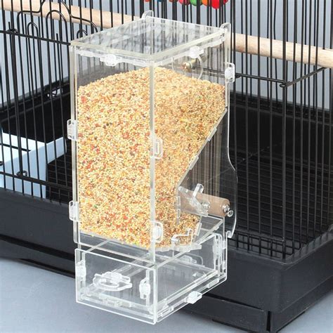 Acrylic Automatic Bird Feeder Pet Bird Cage Feeder Food Container