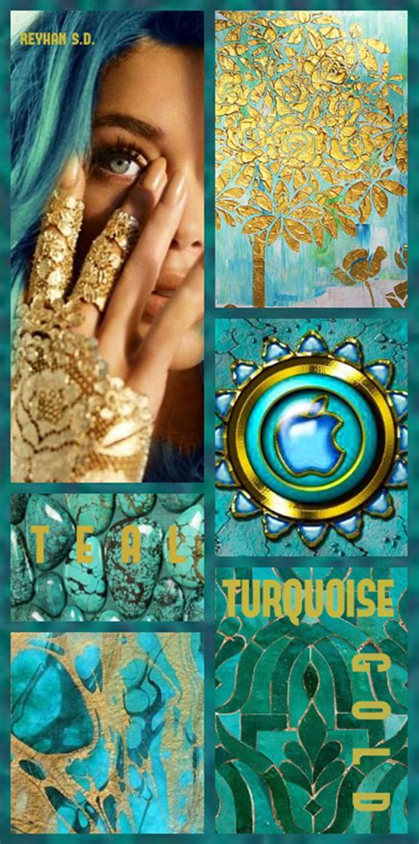Turquoise Teal And Gold By Reyhan Sd Color Collage Mood