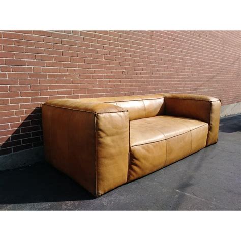 While the 100% down feather filled cushion wrapped in your custom choice of upholstery this blog post isn't meant to bash restoration hardware. Restoration Hardware Fulham Leather Sofa | Chairish