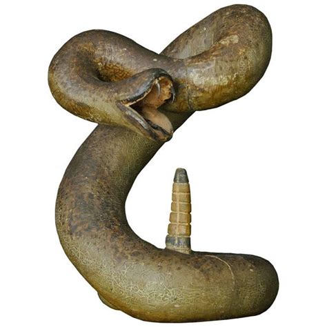 Striking Rattle Snake Carved Wood American Folk Art At 1stdibs