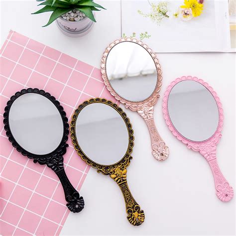 Vanity Makeup Mirror Handheld Travel Makeup Mirror Oval With Handle For Lady