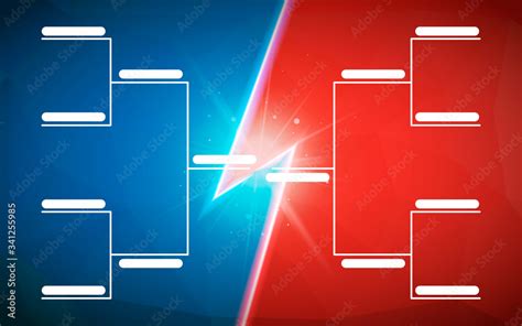 Tournament Bracket Template For 8 Teams On Blue And Red Background With