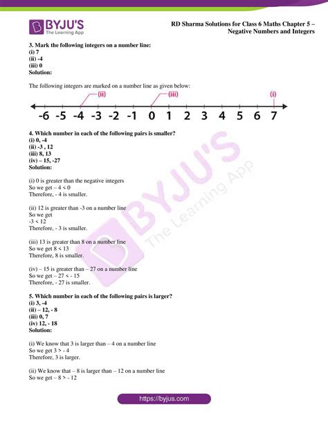 Rd Sharma Solutions For Class Chapter Negative Numbers And Integers Free Pdf