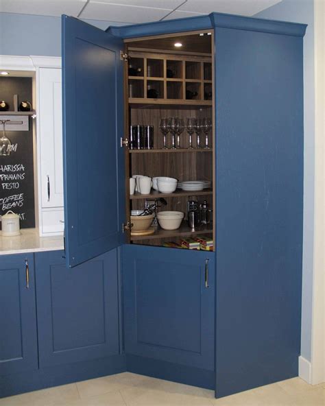 You can buy an actual storage cabinet and put it in the corner or plan it when remodeling. Masterclass Kitchens (@Masterclasskitc) | Twitter | Corner ...