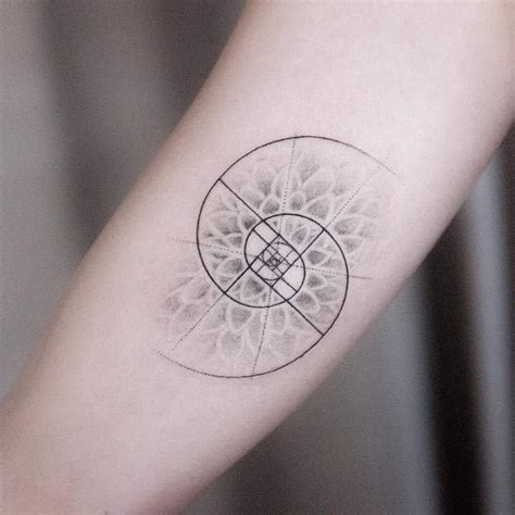 Fibonacci Spiral Tattoo Temporary Tattoo Golden Ratio