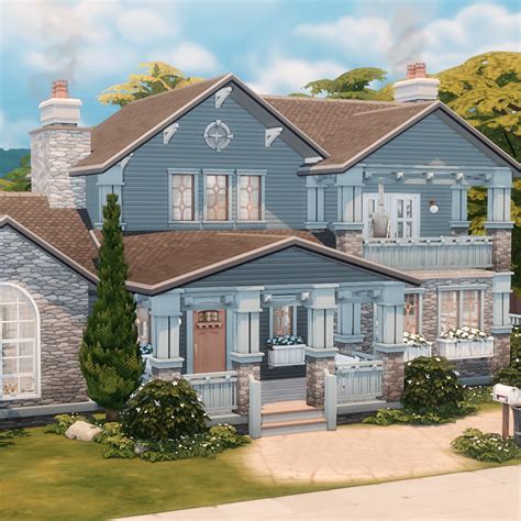 Blue Craftsman House The Sims 4 Rooms Lots Curseforge