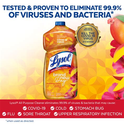 Lysol Multi Surface Cleaner Sanitizing And Disinfecting Pour To Clean And Deodorize Mango