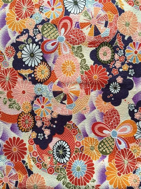 chrysanthemum flower printed kimono design by hanamiboutique japanese textiles japanese fabric