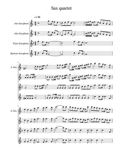 Christmas Festival Sax Quartet Sheet Music For Alto Saxophone Tenor