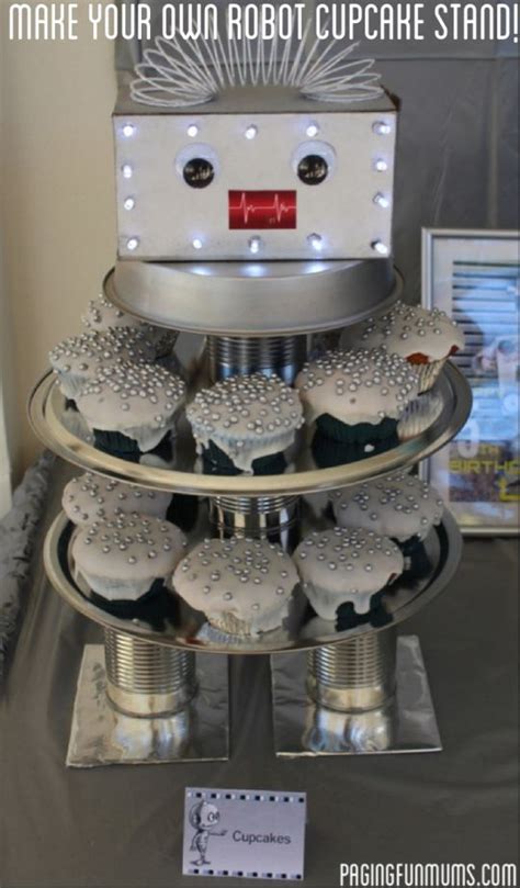 Diy Robot Cupcake Stand Robot Cupcakes Diy Robot Futuristic Party