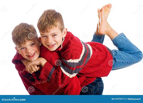 Two Young Boys Having Fun Stock Image Image Of Play 21979771