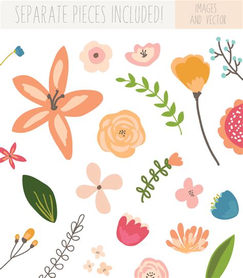 Flower Bunches Clip Art Tropical ~ Illustrations On Creative Market