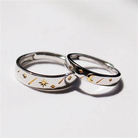 Sun Moon Stars Korean Style Personalized Statement Couple Etsy In