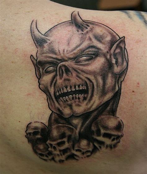Fear Provoking Demon Head And Skulls Tattoo Body Art Diary