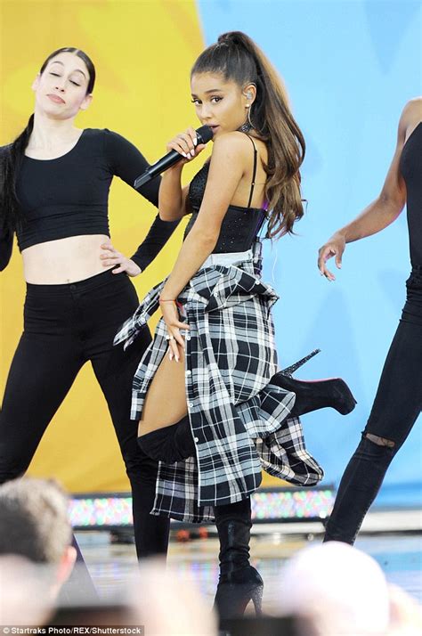 Katching My I Ariana Grande Plays The Coquette In Crop Top And Thigh High Boots For Gma On