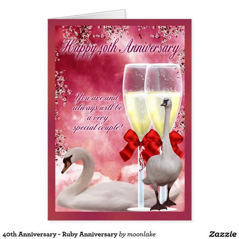 40th Anniversary Ruby Anniversary Card Zazzle Anniversary Cards