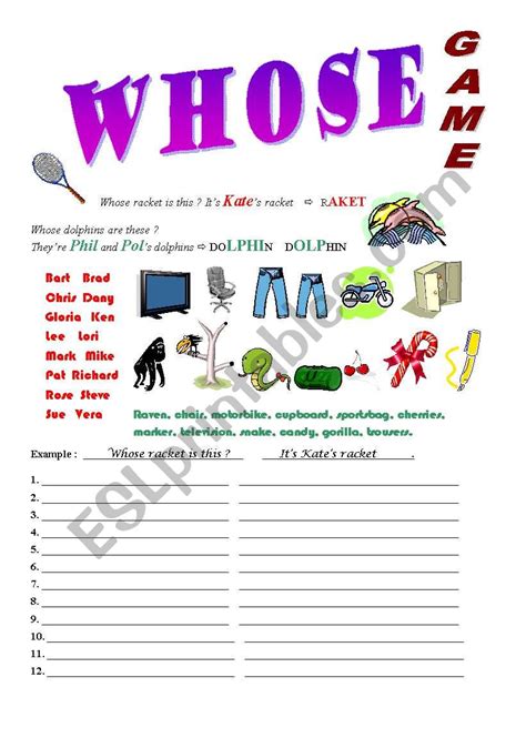 Whose Game Esl Worksheet By Maurice