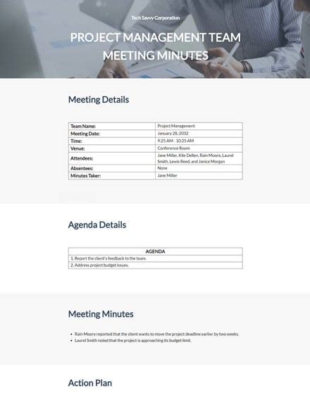23 Team Meeting Minutes Word Templates Free Downloads