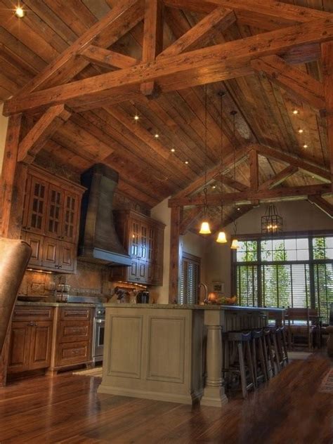 One might think exposed beam ceiling lighting ideas are limited. Exposed beam ceiling | For the Home | Pinterest