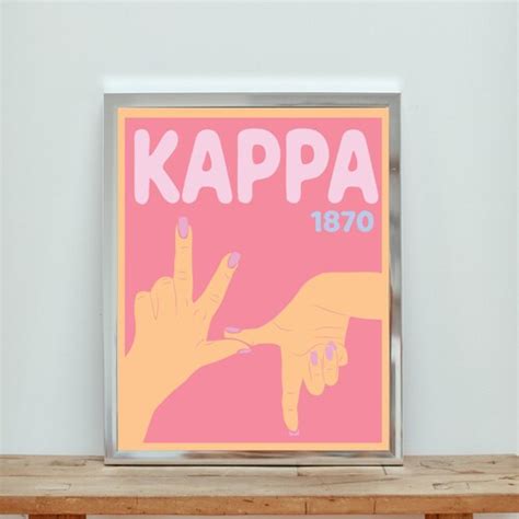 Kkg Kappa Kappa Gamma Sorority Hand Sign Poster In Pink Etsy Canada