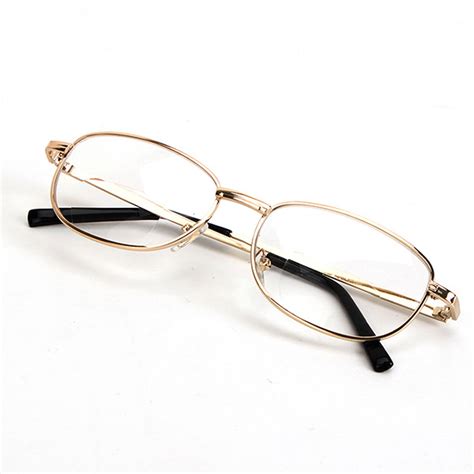 Fashion Bifocal Clear Lens Rimmed Mens Glasses Gold Metal Frame