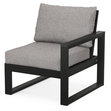 Polywood Edge 4 Piece Modular Deep Seating Set In Black Grey Mist