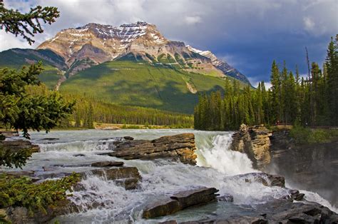 Download Canadian Rockies Athabasca Falls Nature Waterfall Hd Wallpaper