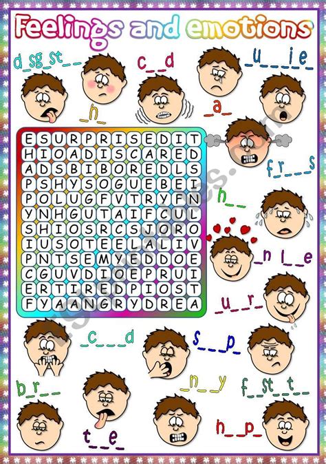 Printable Feelings And Emotions Word Search Cool2bkids Emotions Word