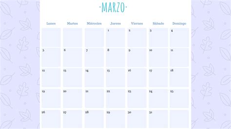 Descarga Gratis El Planning Mensual De Marzo Colores Azules