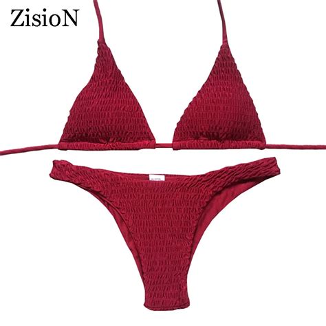 Zision 2018 Brazilian Thong Bikinis Women Swimsuit Swimwear Sexy Bathing Suit Bandage Bikini Set