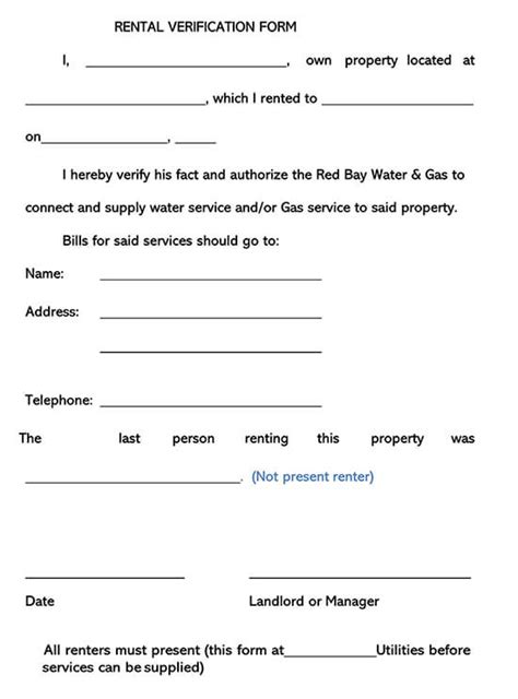 Ready To Use Rent Landlord Verification Forms