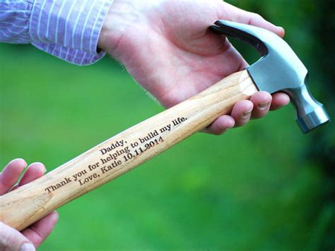 Everything is personalized free with his name or initials. Mens Gift Custom Hammer Father of the Bride/Groom Gift