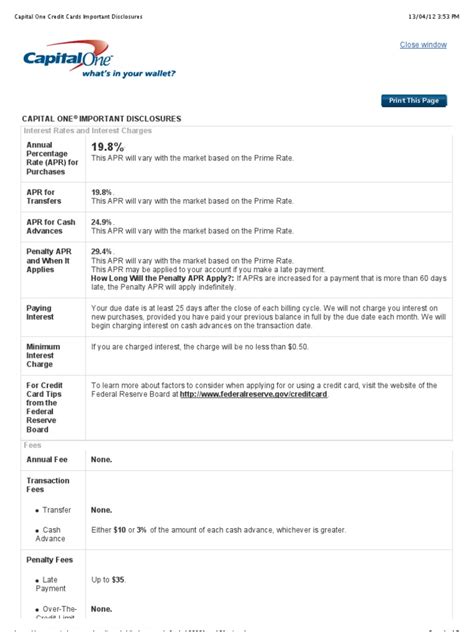 Capital One Credit Cards Important Disclosures | Annual ...