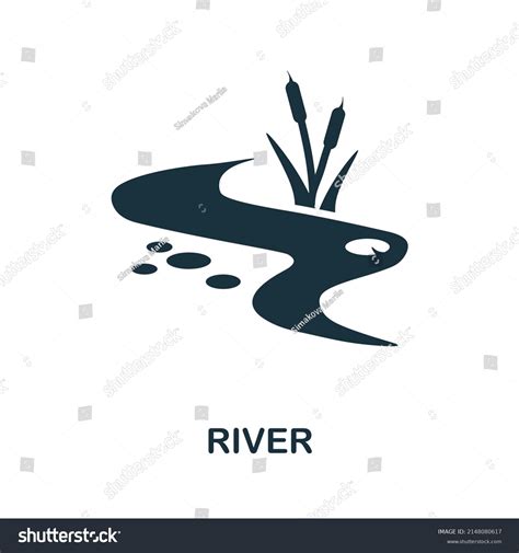 River Icon Monochrome Simple River Icon Stock Vector (Royalty Free