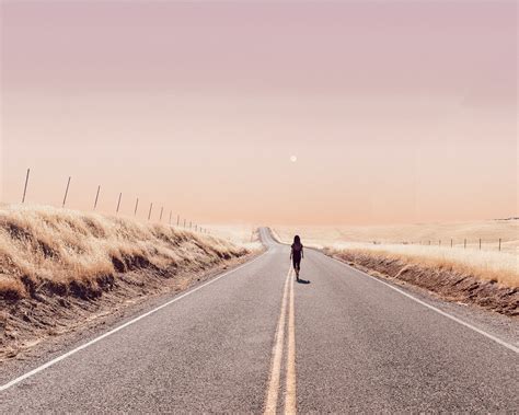 Girl Walking Alone On Desert Road Wallpaperhd Photography Wallpapers